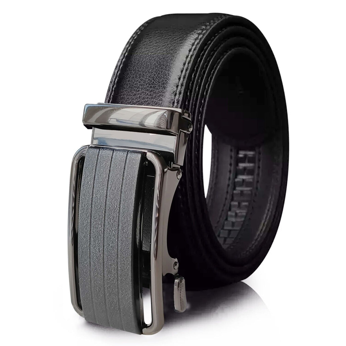 Microfiber Leather Mens Ratchet Belt Belts For Men Adjustable Size, Slide Buckle - Carvan Mart