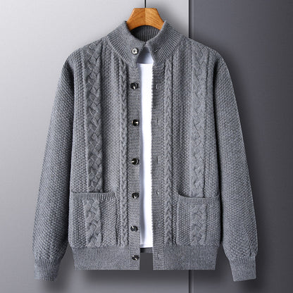 Young And Middle-aged Thick Knit Cardigan Retro Jacquard Loose-fitting Sweater Jacket - Carvan Mart Ltd
