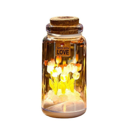 Romantic Gift Portable With Bed Heads Sleeping Light Tulip Wishing Bottle