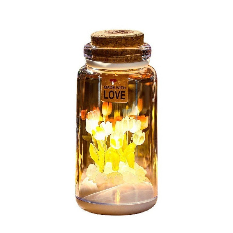 Romantic Gift Portable With Bed Heads Sleeping Light Tulip Wishing Bottle - - Gift - Carvan Mart