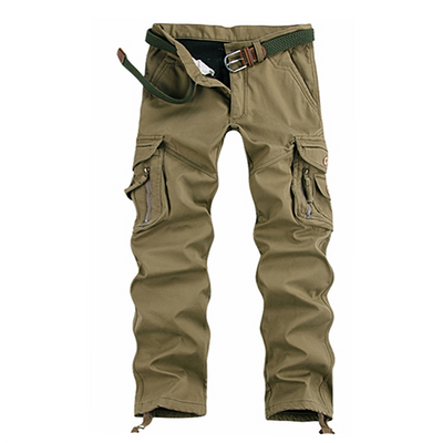 Men's All-Season Cotton Cargo Pants - Durable Outdoor and Military Style - Khaki - Men's Pants - Carvan Mart