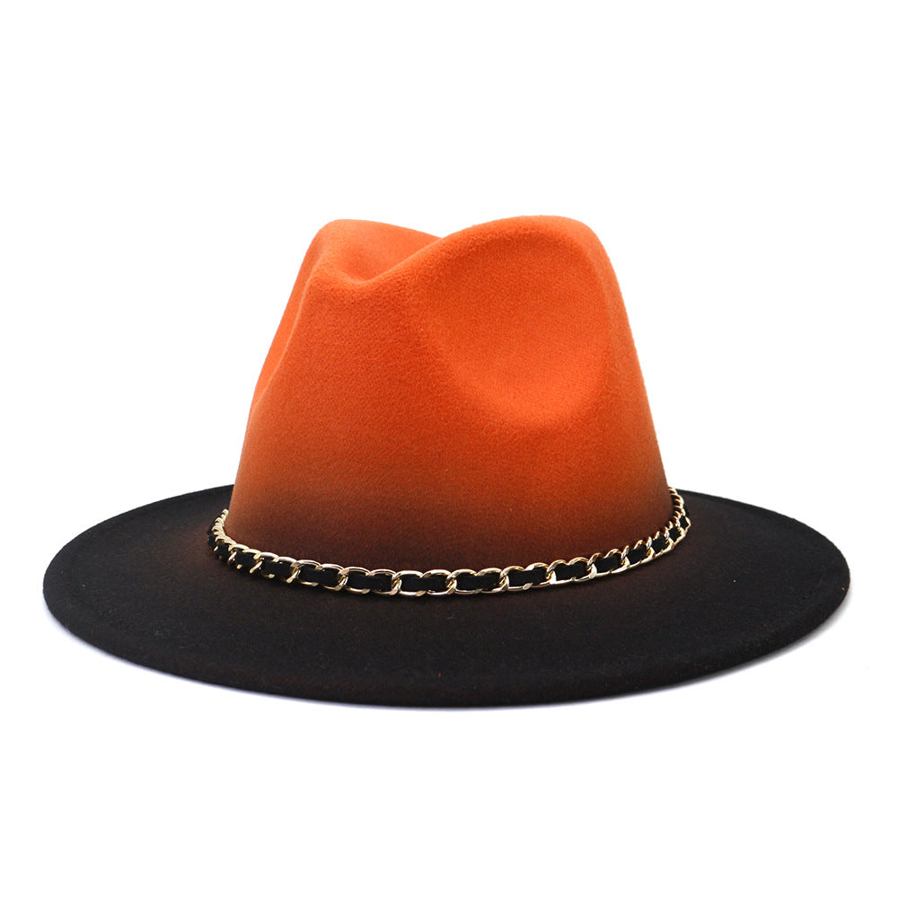 Painted Woolen Flat Brim Autumn And Winter British Style Fashion Fedora Hat - No 5 Color 58cm - Men's Hats & Caps - Carvan Mart