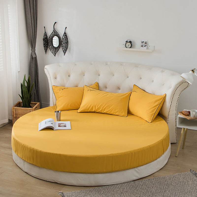 Round Bed Sheet Bedspread Hotel Hotel Mattress Protector - Yellow Bed sheet pillowcase - Bedding Sets - Carvan Mart