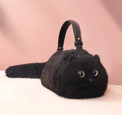 Carvan Handmade Furry Cat Handbags - Black - Gift - Carvan Mart