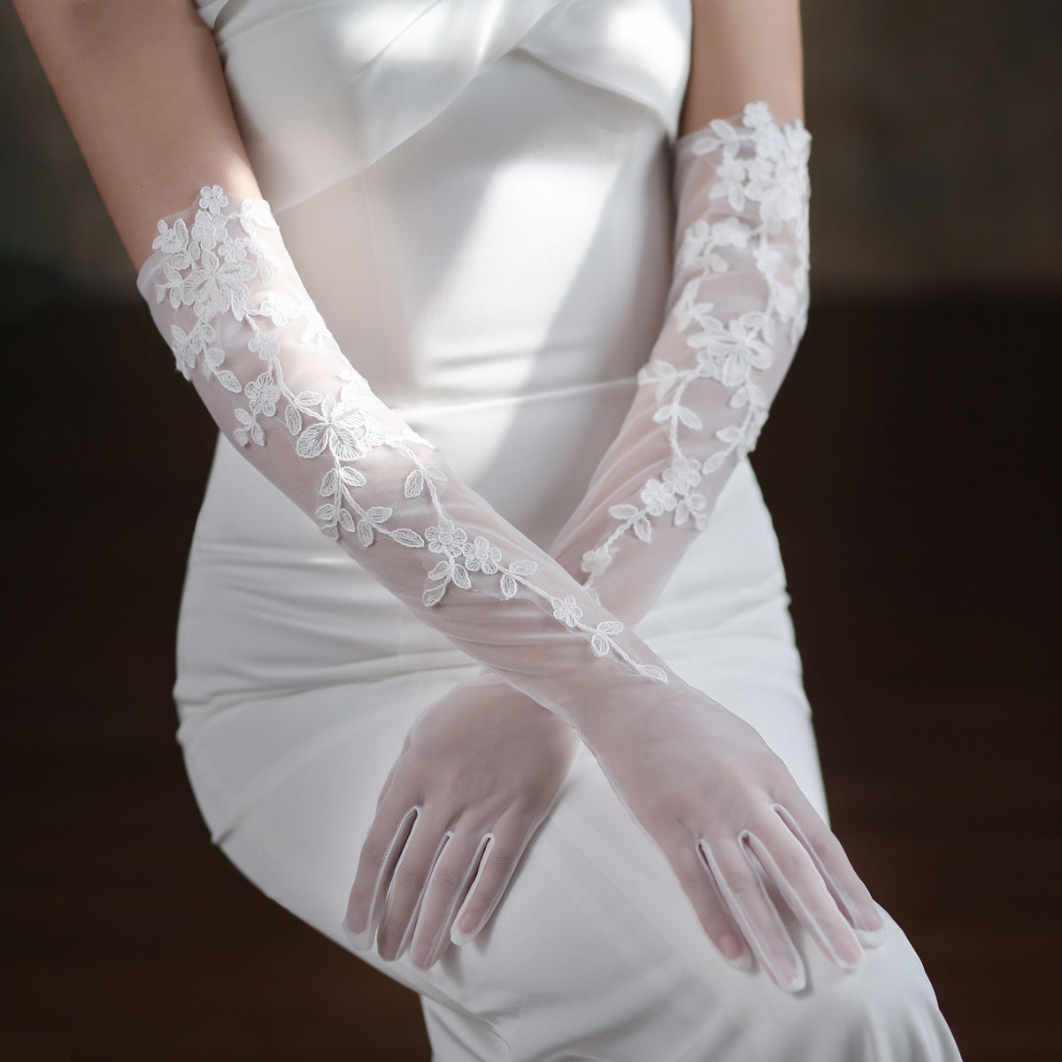 Elegant White Lace Wedding Dress Dinner Mesh Gloves - - Women Gloves & Mittens - Carvan Mart