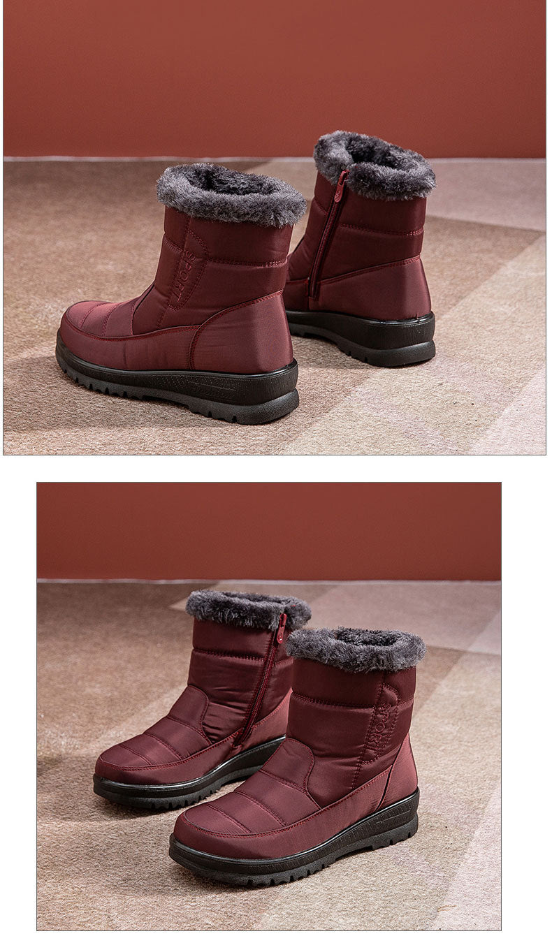 Women's Warm Snow Boots - Waterproof Winter Ankle Boots with Side Zipper - - Women's Shoes - Carvan Mart