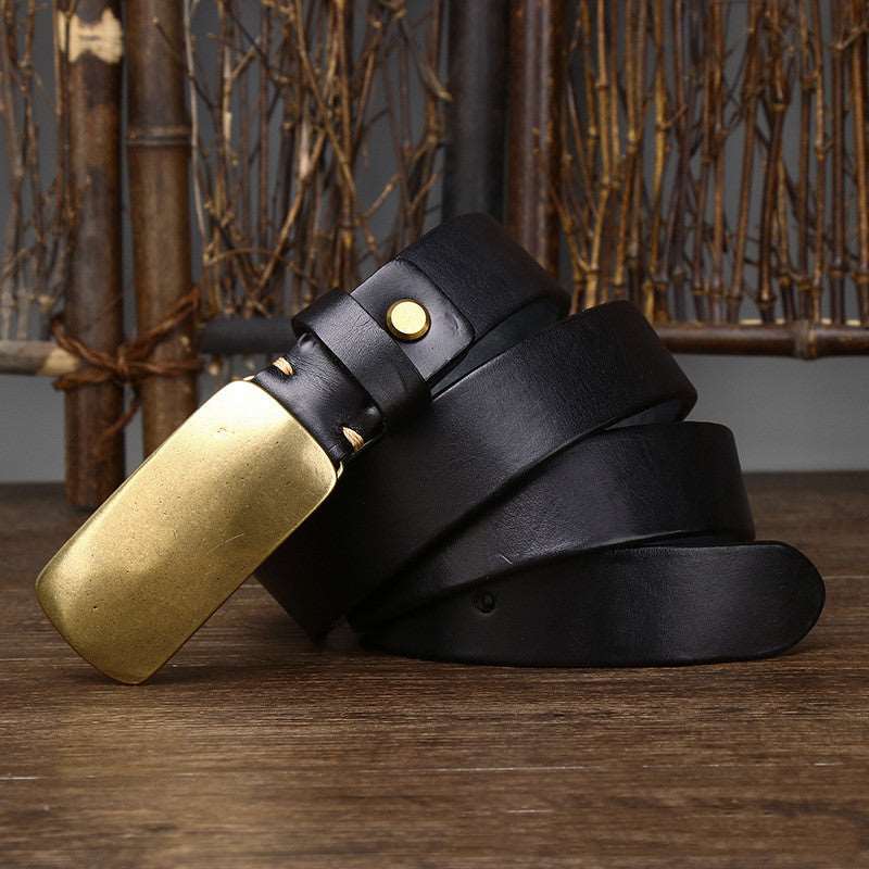 3.3CM Wide And Thick Leather Belt For Men - Carvan Mart