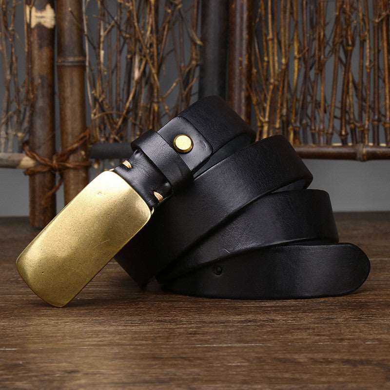 3.3CM Wide And Thick Leather Belt For Men - Black - Men's Belts - Carvan Mart