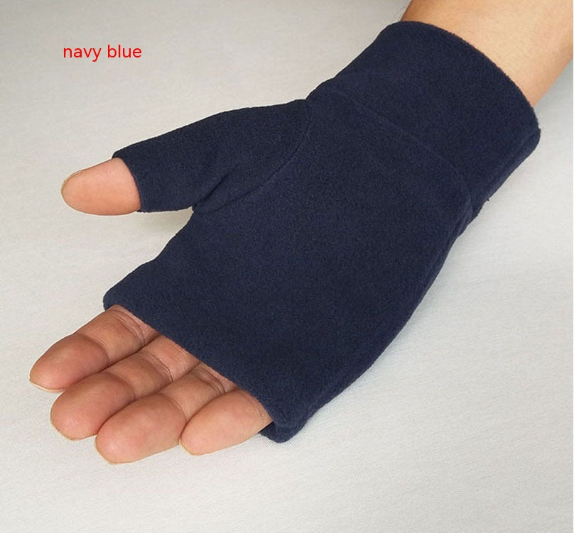 Outdoor Sports Running Thickened Warm Gloves Typing And Writing Warm Half Finger Gloves - Navy Blue - Women Gloves & Mittens - Carvan Mart