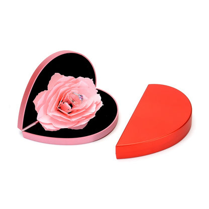 3D Love Box Heart-shaped Rose Flower Rotating Ring Box