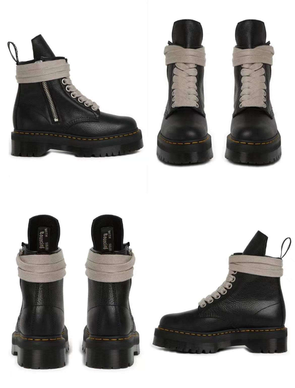 Thick Bottom Litchi Pattern Dr Boots Side Zipper - Carvan Mart