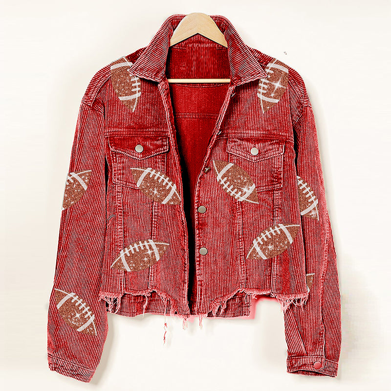 Corduroy Jacket Printed Autumn And Winter Women's Top - Carvan Mart