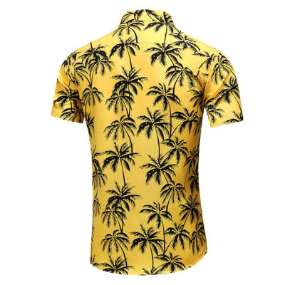 Men's Hawaiian Printed Shirts Slim Short Sleeve Shirt - Carvan Mart