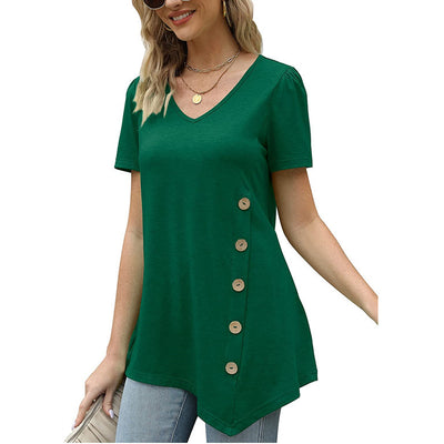 Fashion Loose Casual Short Sleeve Women's Shirt - Green - Tops & Tees - Carvan Mart