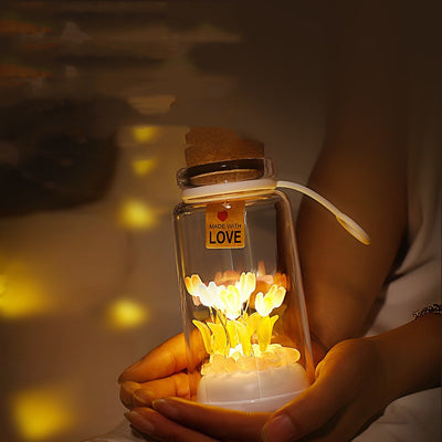 Romantic Gift Portable With Bed Heads Sleeping Light Tulip Wishing Bottle - - Gift - Carvan Mart