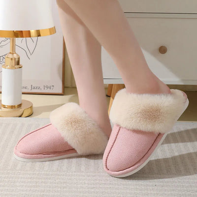 Winter Warm Plush Slippers Fur Slippers Comfy Non-Slip Bedroom Fuzzy Shoes - Carvan Mart