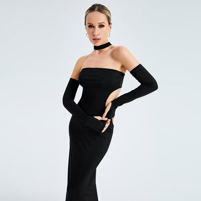 Sexy Cut Out Slim Strapless Long Sleeves - Carvan Mart