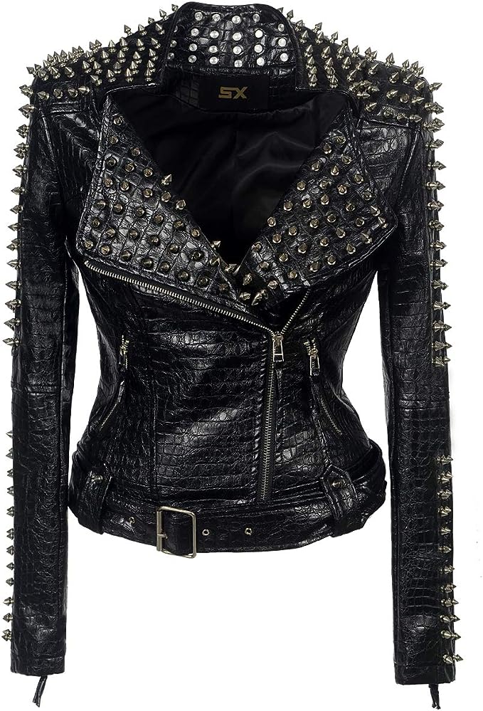 Stylish Women's Short PU Leather Motorcycle Jacket - Carvan Mart Ltd