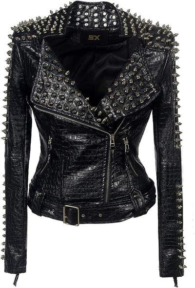 Stylish Women's Short PU Leather Motorcycle Jacket - Carvan Mart