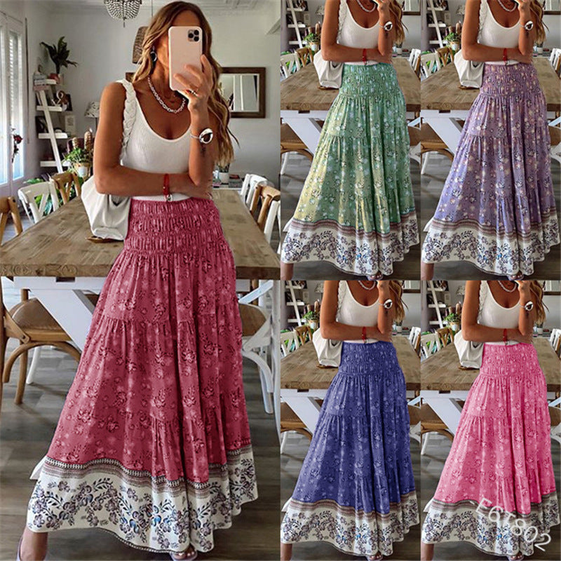 Women's Clothing Printed Skirt Casual High Waist Long Skirt - Carvan Mart Ltd