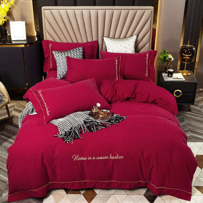 Brushed bedding - Red - Bedding Sets - Carvan Mart