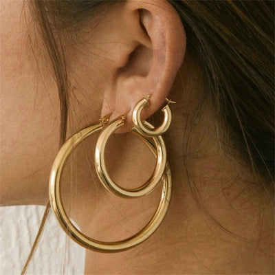 Simple Round Hoop Earrings - - Earrings - Carvan Mart