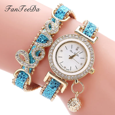 FanTeeDa Brand Women Bracelet Watches Ladies Watch Rhinestones Clock Womens Fashion Dress Wristwatch Relogio Feminino Gift - Carvan Mart