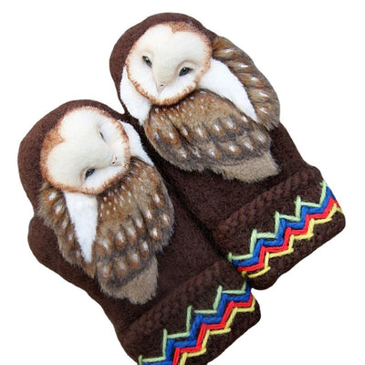 Knitted Wool Gloves Winter Warm Owls Cartoon Christmas Gift Gloves - Carvan Mart
