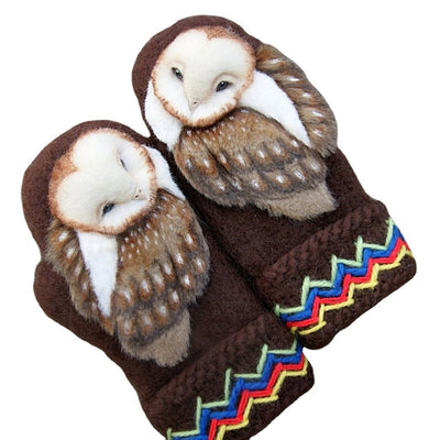 Knitted Wool Gloves Winter Warm Owls Cartoon Christmas Gift Gloves - Brown One Size - Women Gloves & Mittens - Carvan Mart