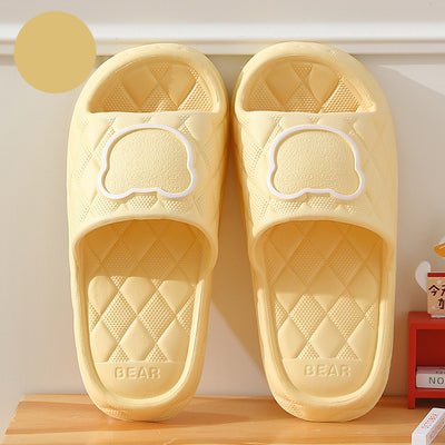 Rhombus Bear Slippers Indoor Non-slip Thick Sole Floor Bedroom Slippers - Carvan Mart