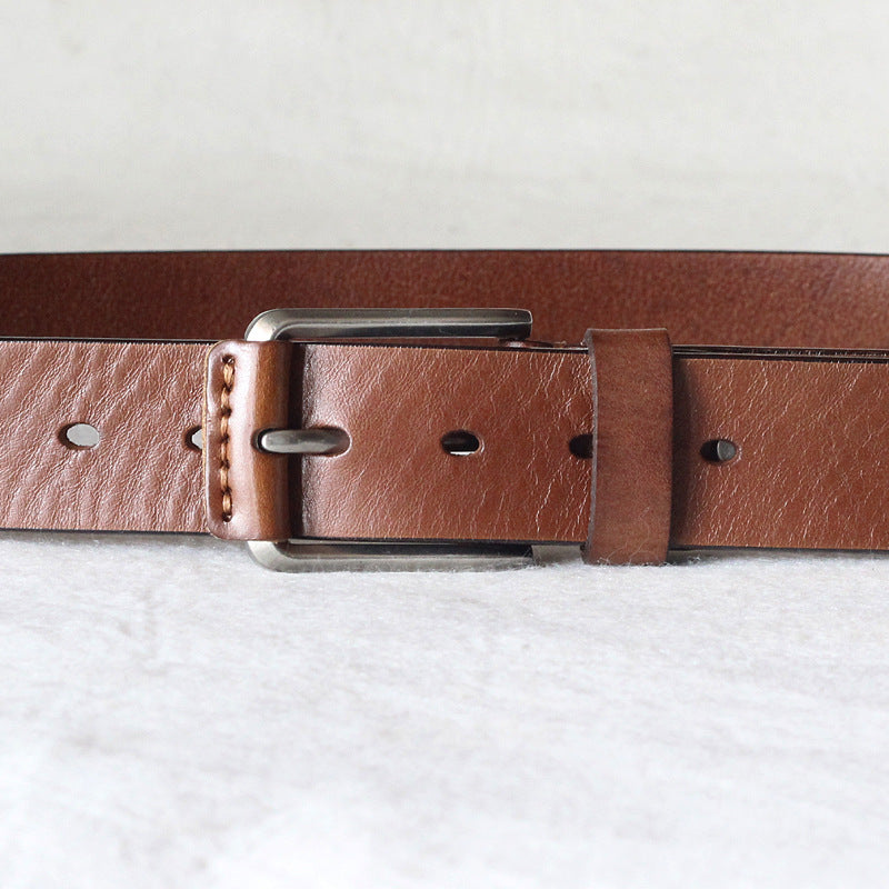 First Layer Cowhide Handmade Belt Men's Pin Buckle Belt - Carvan Mart