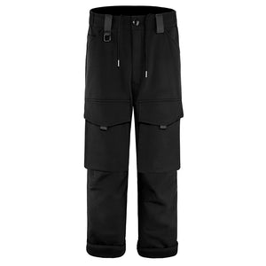 Men's Fleece Lined Cargo Pants - Warm Hiking Trousers - Black - Men's Pants - Carvan Mart