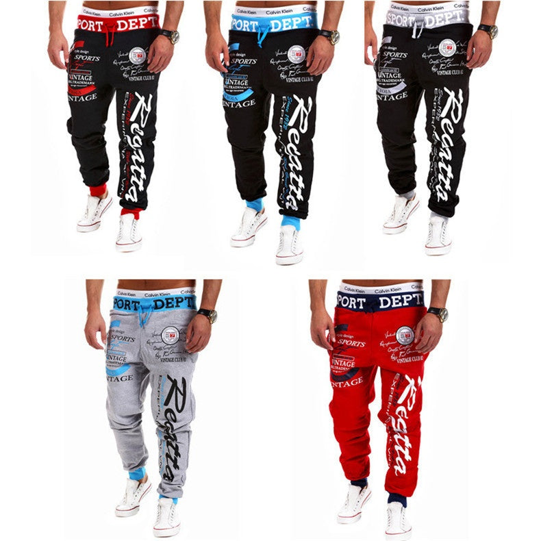 Men's Sweatpants Elastic Waist Graphic Print Casual Hip Hop Trousers - - Men's Pants - Carvan Mart