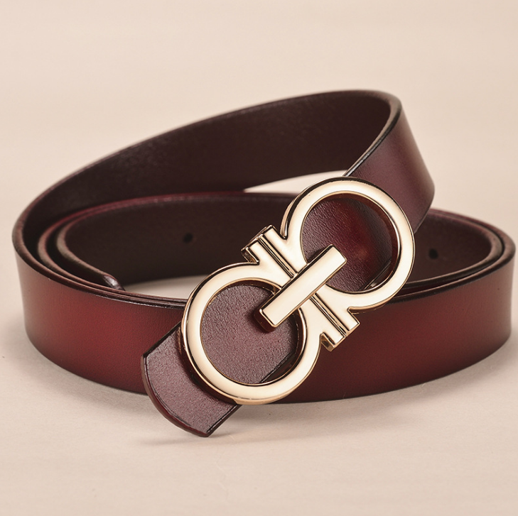 Designer white Belt Women Strap High Quality Genuine Leather Famous Brand Ladies Belt For Jeans Skirt Girl Red Pin Buckle2.3 - Reddish brown - Belts & Cummerbunds - Carvan Mart