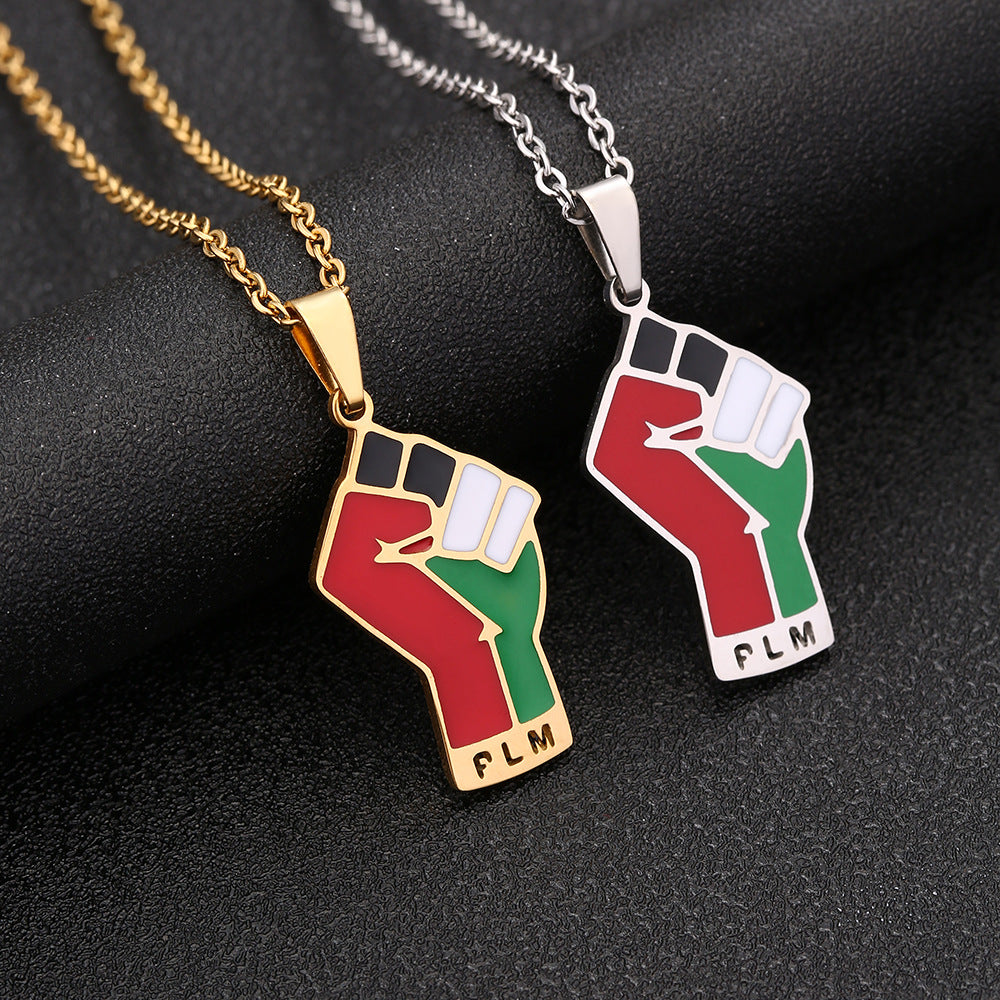 Stainless Steel Palestine Map Pendant Necklace