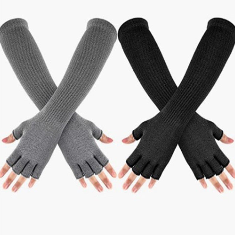 Fashion Elastic Solid Color Cold-proof Warm Half Finger Gloves - Carvan Mart Ltd