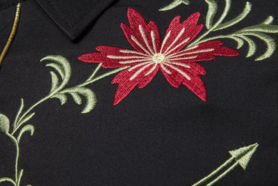 Men's Embroidery Shirt Long Sleeve Flower Shirt - - Men's Shirts - Carvan Mart