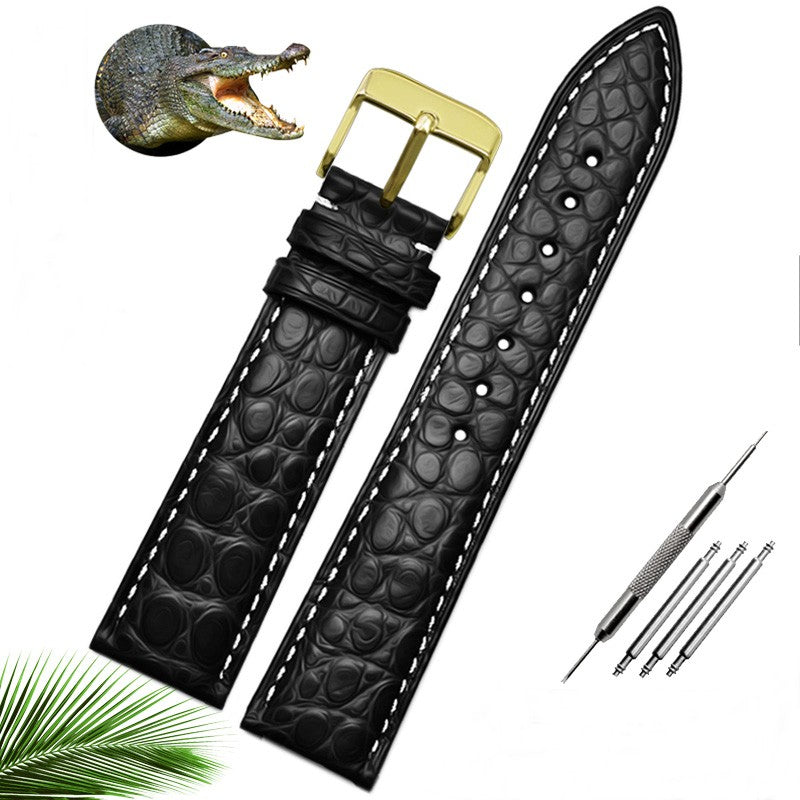 Alligator Belt Men's And Women's Watchbands Suitable For Merdo Accessories - White thread gold - Men's Belts - Carvan Mart