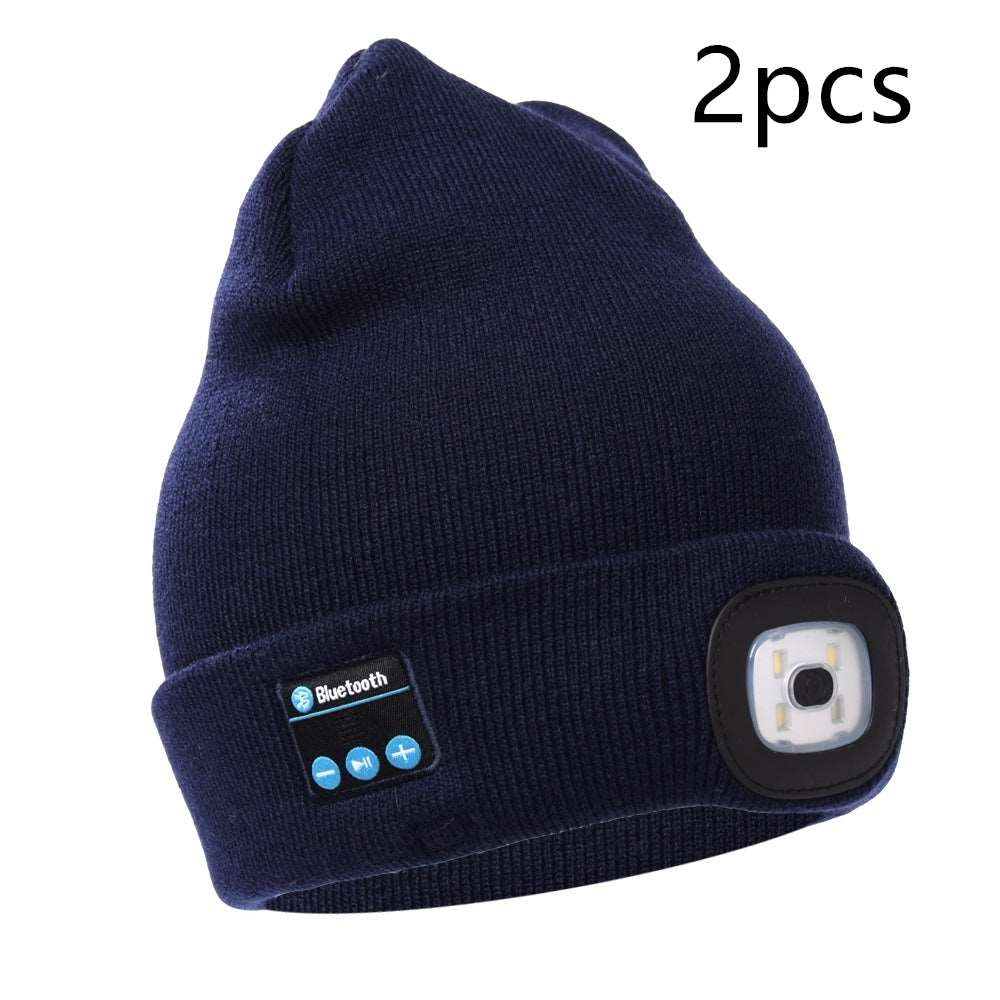 Bluetooth LED Hat Wireless Smart Headset Headphone - 2pcs Tibetan blue - Women's Hats & Caps - Carvan Mart