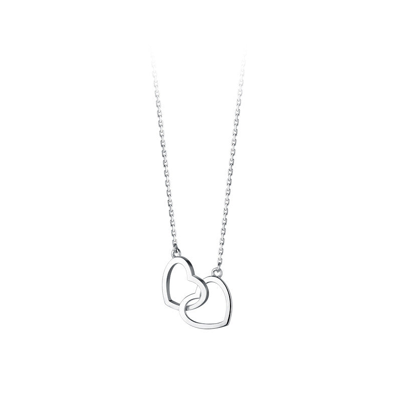 Double Heart Interlocking Titanium Steel Necklace Jewelry - Carvan Mart
