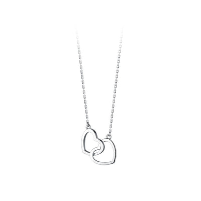 Double Heart Interlocking Titanium Steel Necklace Jewelry - Carvan Mart