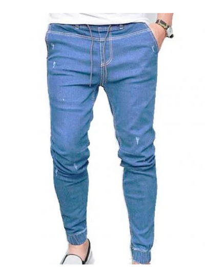 Men's Slim Fit Jogger Jeans - Stretch Denim Pants for Casual Wear - Light blue - Men's Jeans - Carvan Mart