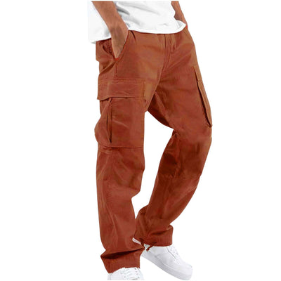 Men's Workwear Multi-pocket Pants - Versatile Casual Trousers - Orange - Men's Pants - Carvan Mart