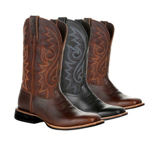 Carvan Big Wide Head Western Cowboy Boots - - Men's Boots - Carvan Mart