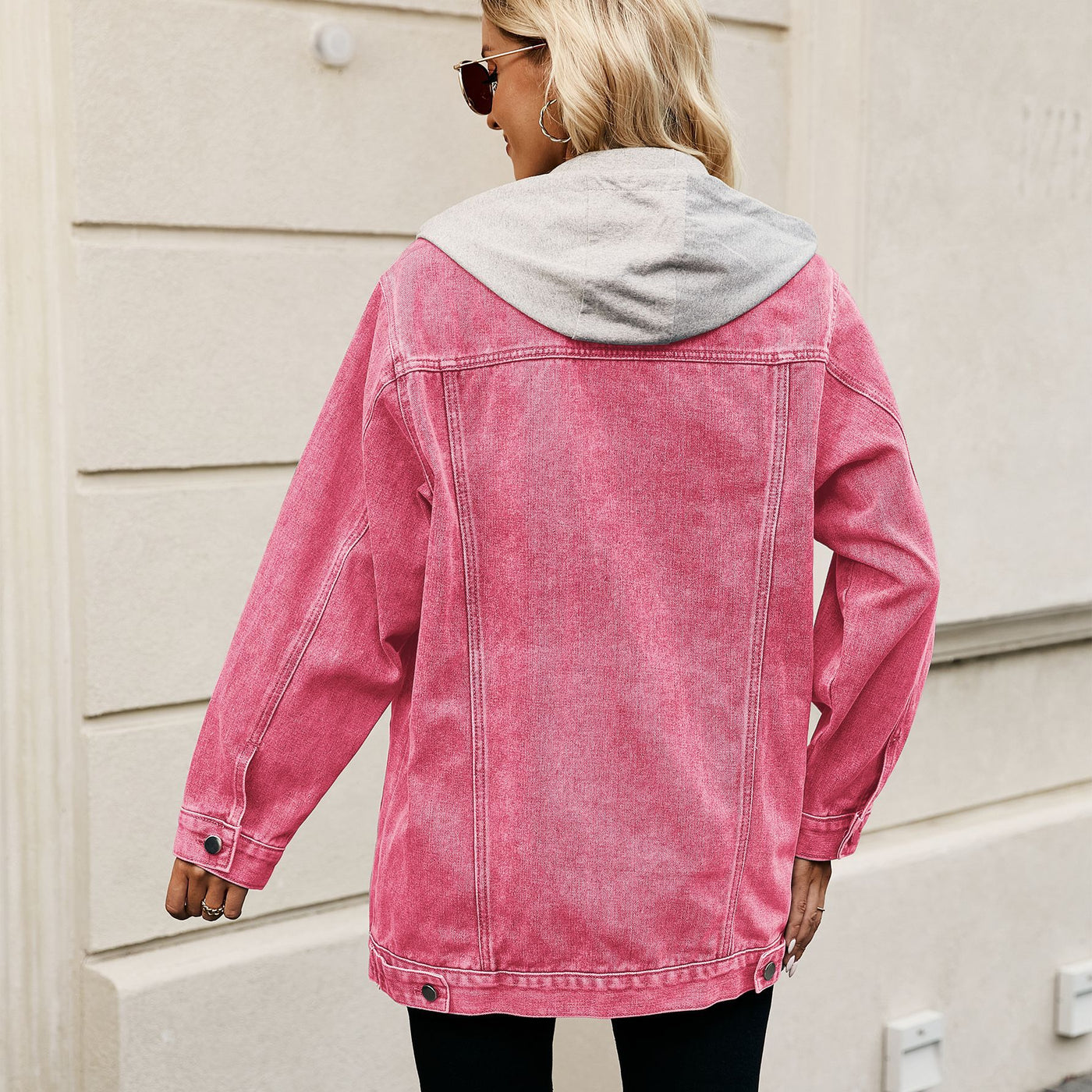 Versatile Classic Retro Classic Loose Denim Jacket - Pink Removable - Women's Coats & Jackets - Carvan Mart