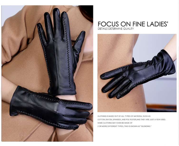 Fashionable Ladies Thick Warm Leather Gloves - Carvan Mart