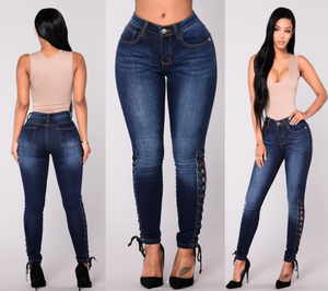 Dark jeans female European and American fashion women's European station feet pants women - Carvan Mart