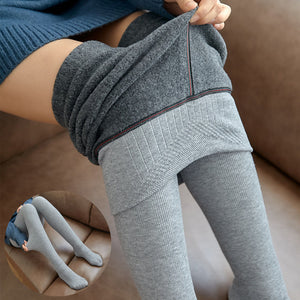 High Waist Stripes Leggings Winter Warm Thick High Stretch Imitation-cashmere Trousers Skinny Fitness Woman Pants - - Leggings - Carvan Mart