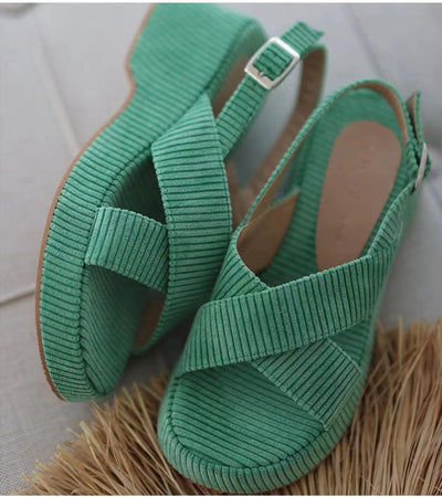 Lazy Suede Cross Strap Casual Fashion Open Toe Sandals For Women - Carvan Mart