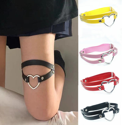 Punk Fashion Leather Double Row Double Line Leg Thinning Band - Carvan Mart